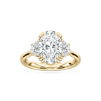 Luna 3 ½ ctw Oval LGD Double Claw Prong Three Stone Engagement Ring - 18K Yellow Gold