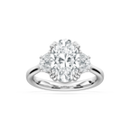 Luna 3 ½ ctw Oval LGD Double Claw Prong Three Stone Engagement Ring - Platinum