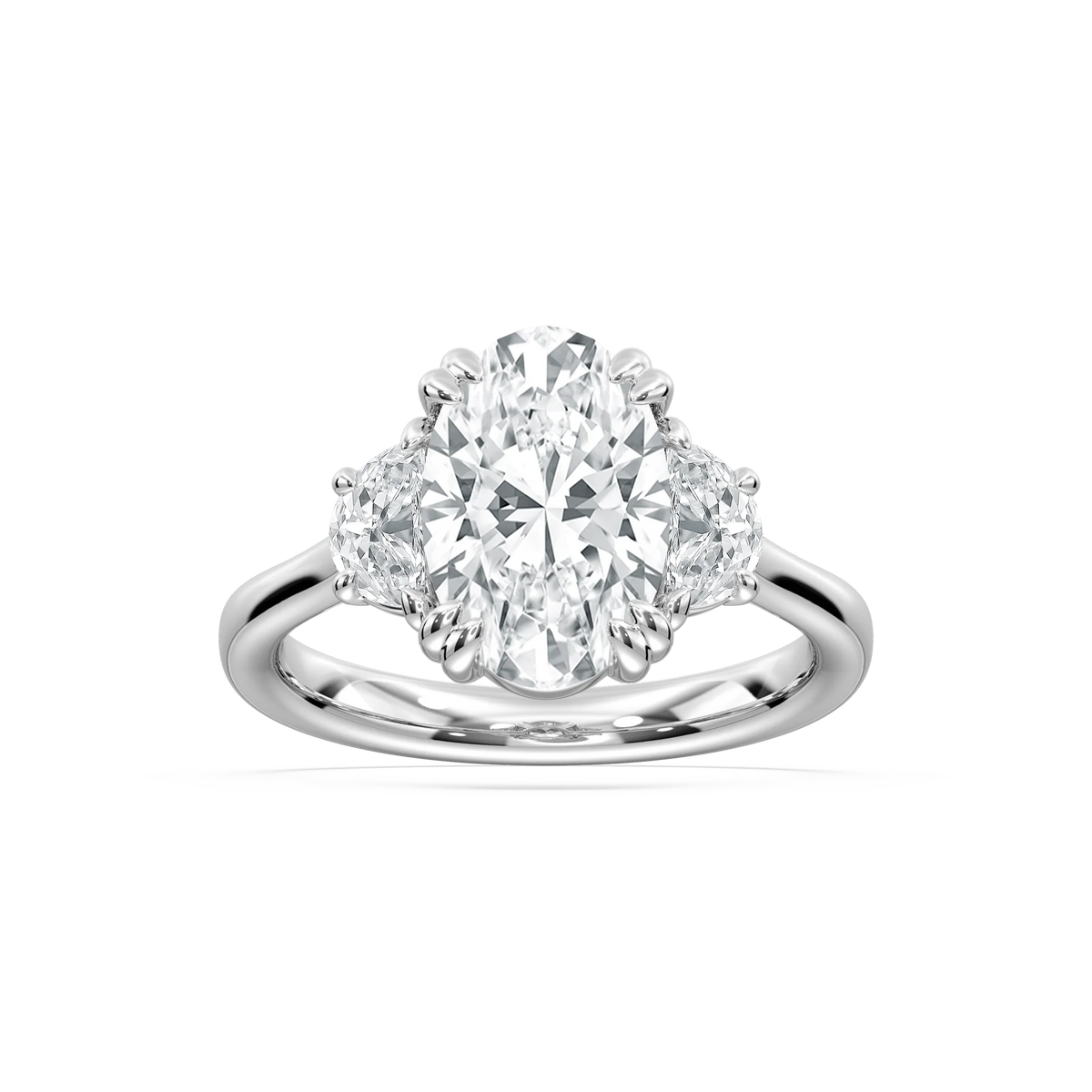 Luna 3 ½ ctw Oval LGD Double Claw Prong Three Stone Engagement Ring - Platinum