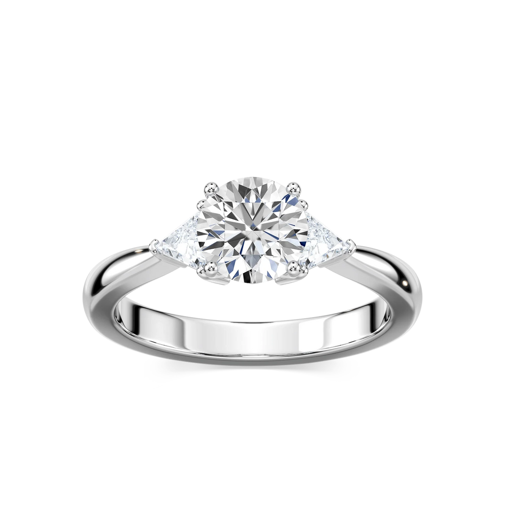 Selma LGD Trillion Three Stone Engagement Ring - 14K White Gold