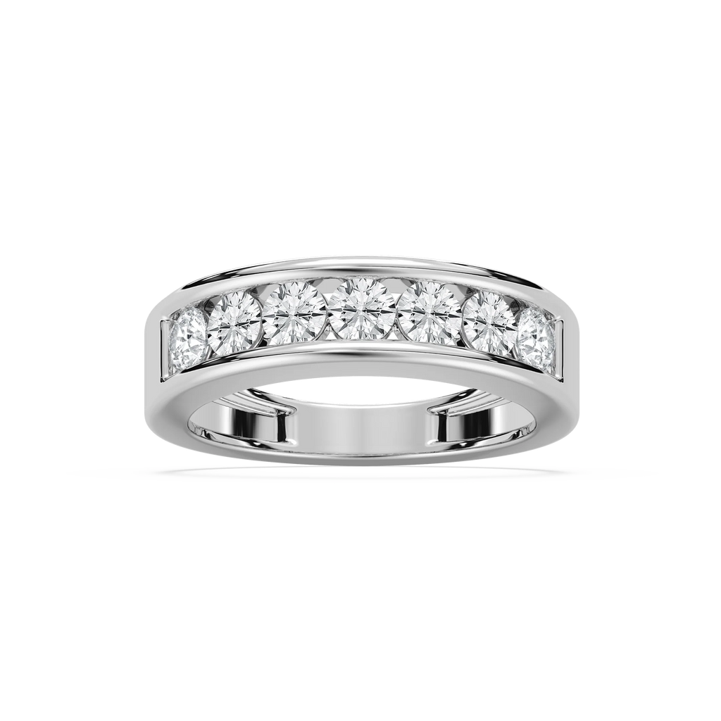 Antonella 1 ctw Round LGD Seven Stone Channel Anniversary Band - 14K White Gold