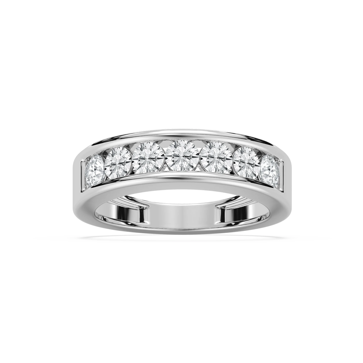 Antonella 1 ctw Round LGD Seven Stone Channel Anniversary Band - 14K White Gold