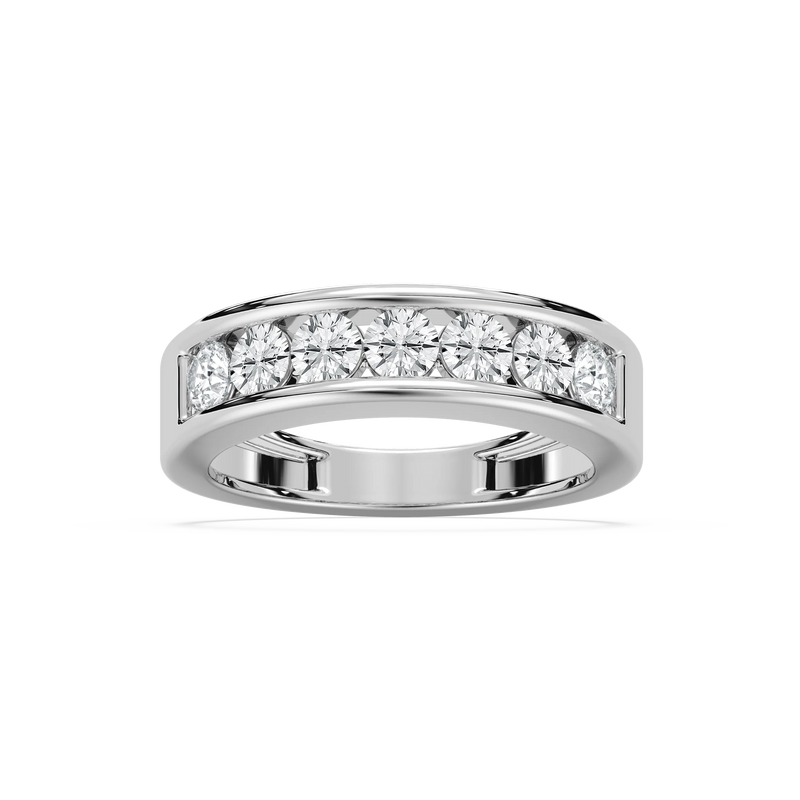 Antonella 1 ctw Round LGD Seven Stone Channel Anniversary Band - 14K White Gold