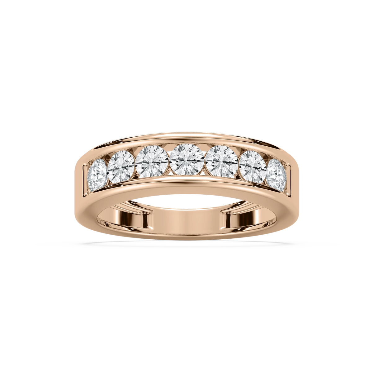 Antonella 1 ctw Round LGD Seven Stone Channel Anniversary Band - 14K Rose Gold