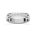 Nash 5/8 ctw Round LGD 5.00mm Channel Mens Wedding Band - 14K White Gold