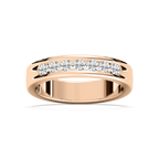 Nash 5/8 ctw Round LGD 5.00mm Channel Mens Wedding Band - 14K Rose Gold