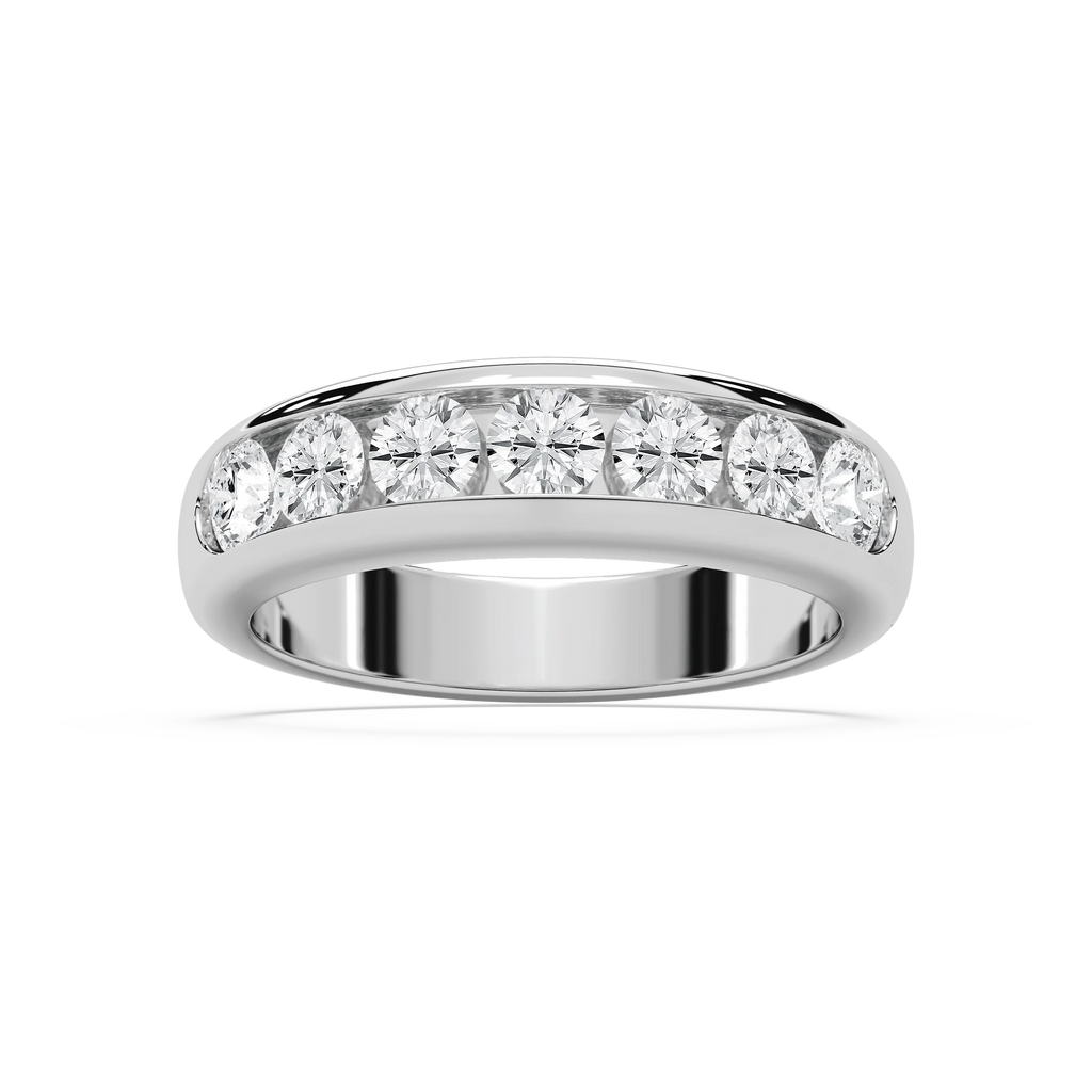 Joshua 1 ⅔ ctw Round LGD 4.35mm Channel Mens Wedding Band - 14K White Gold