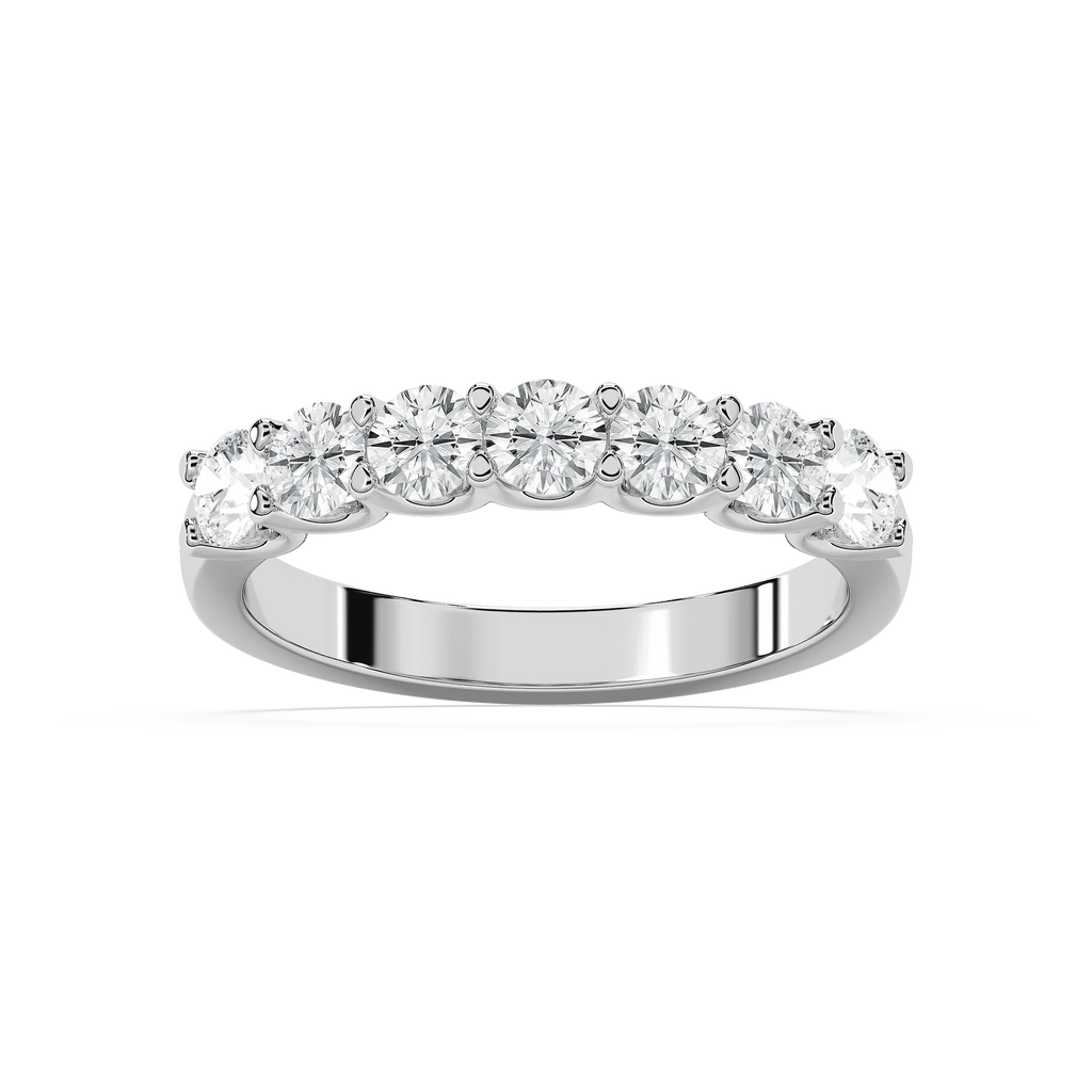 Amelia 1 ctw Round LGD Seven Stone U Prong Anniversary Band - 14K White Gold / F-VS2