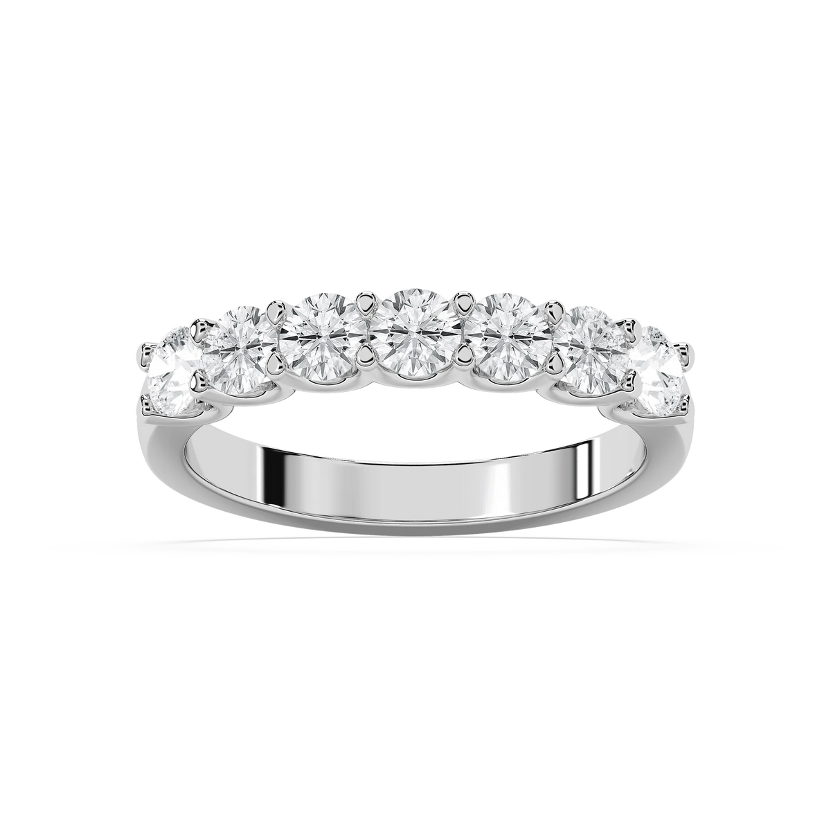 Amelia 1 ctw Round LGD Seven Stone U Prong Anniversary Band - 14K White Gold / F-VS2