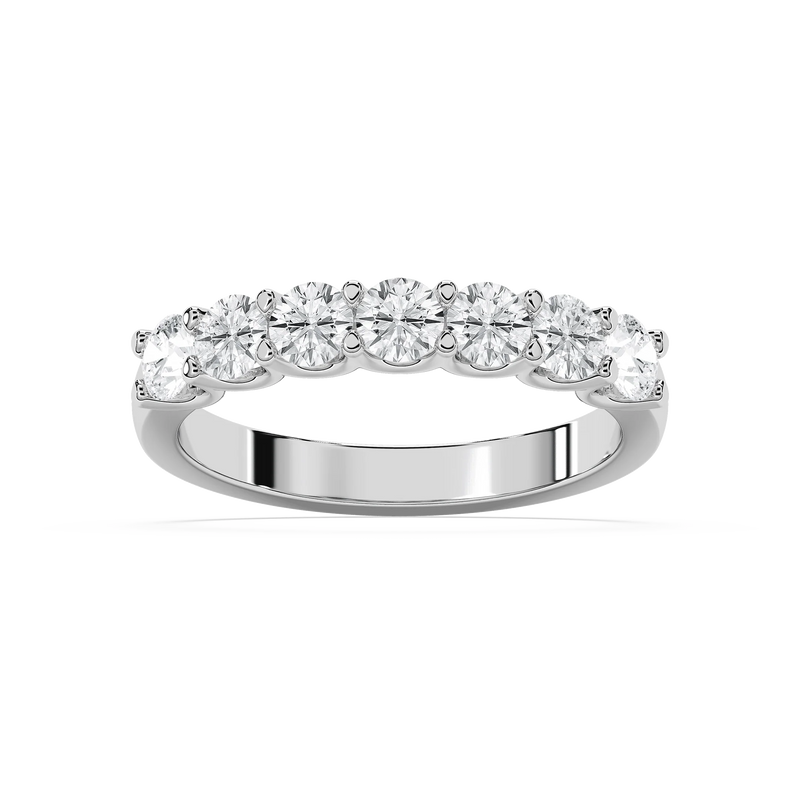 Amelia 1 ctw Round LGD Seven Stone U Prong Anniversary Band - 14K White Gold / F-VS2