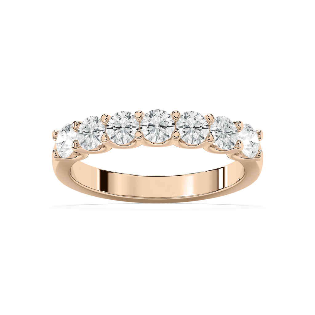 Amelia 1 ctw Round LGD Seven Stone U Prong Anniversary Band - 14K Rose Gold / F-VS2