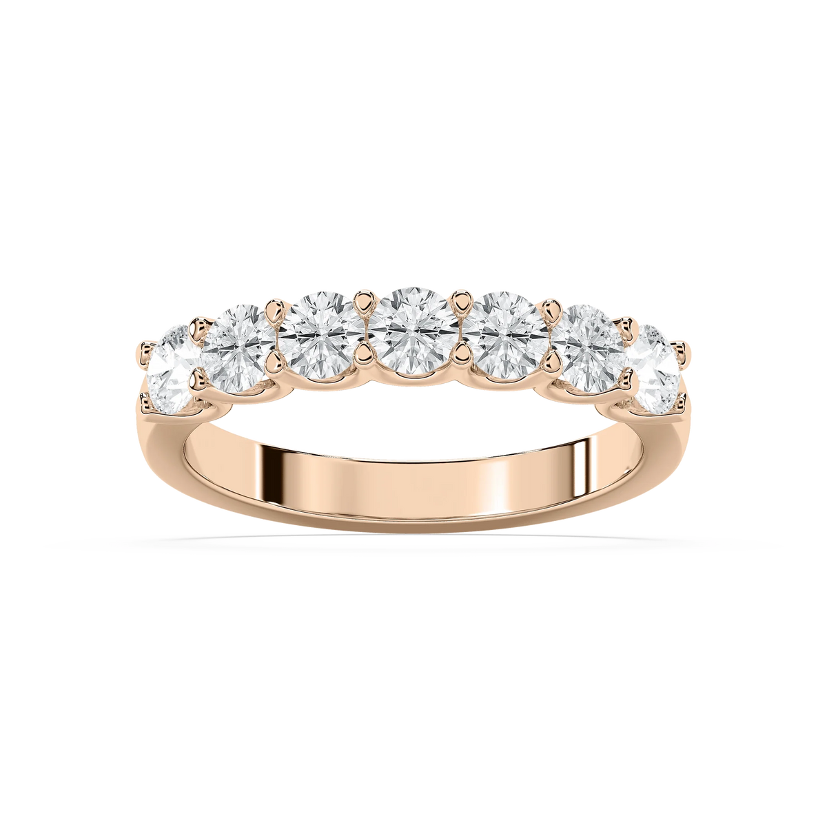 Amelia 1 ctw Round LGD Seven Stone U Prong Anniversary Band - 14K Rose Gold / F-VS2