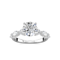 Sia Round LGD Single Shared Prong Side Stone Engagement Ring - 14K White Gold