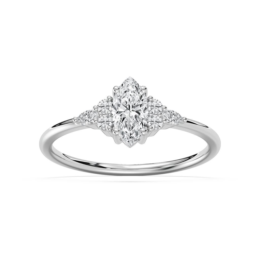 Signe 5/8 ctw Marquise LGD Petite Side Stone Promise Ring - 14K White Gold