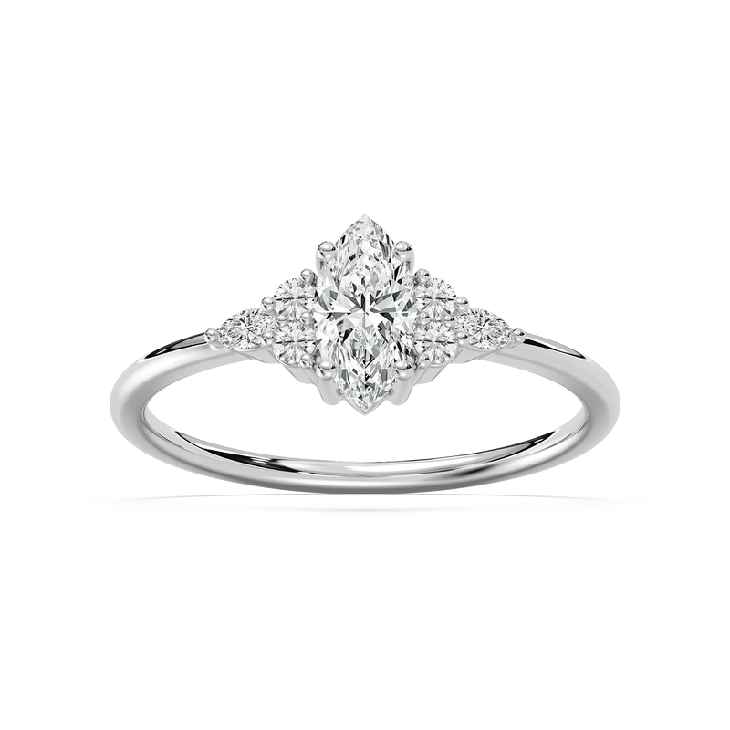 Signe 5/8 ctw Marquise LGD Petite Side Stone Promise Ring - 14K White Gold