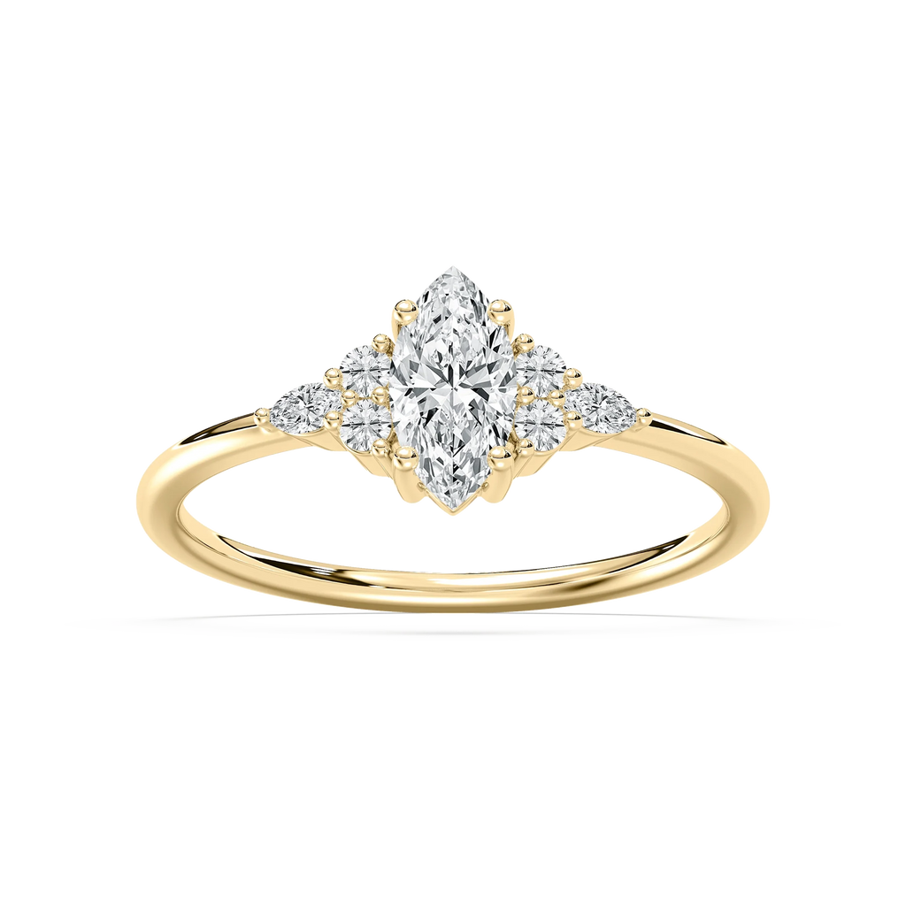 Signe 5/8 ctw Marquise LGD Petite Side Stone Promise Ring - 14K Yellow Gold