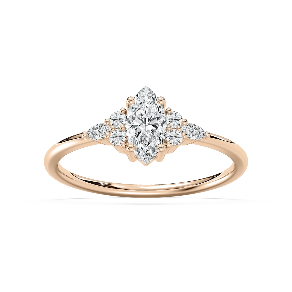 Signe 5/8 ctw Marquise LGD Petite Side Stone Promise Ring - 14K Rose Gold