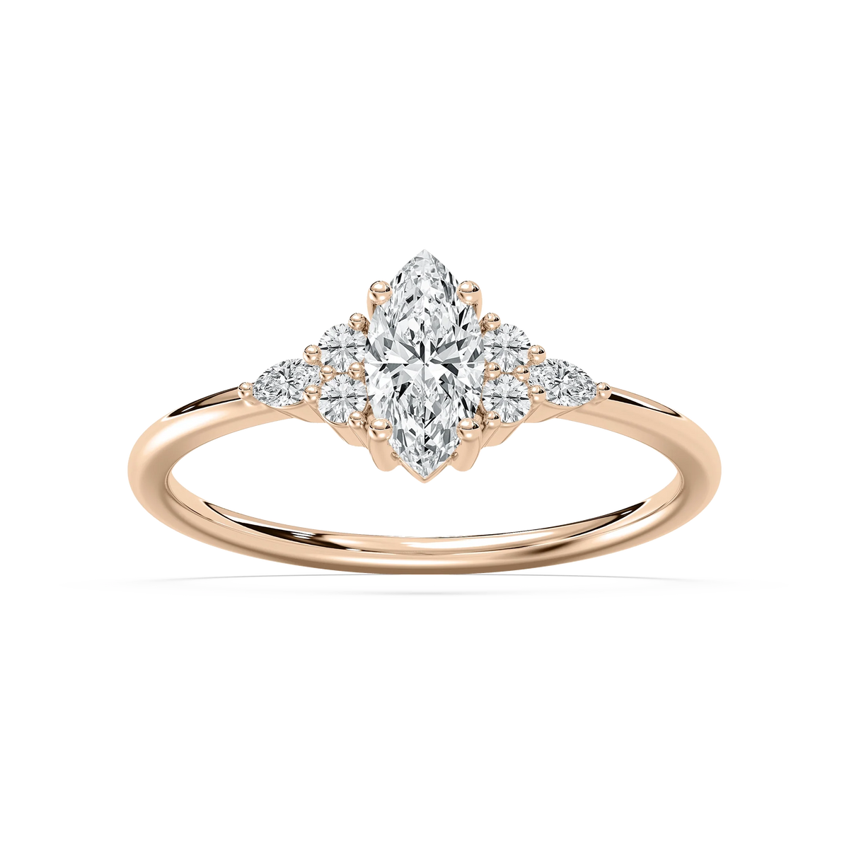 Signe 5/8 ctw Marquise LGD Petite Side Stone Promise Ring - 14K Rose Gold