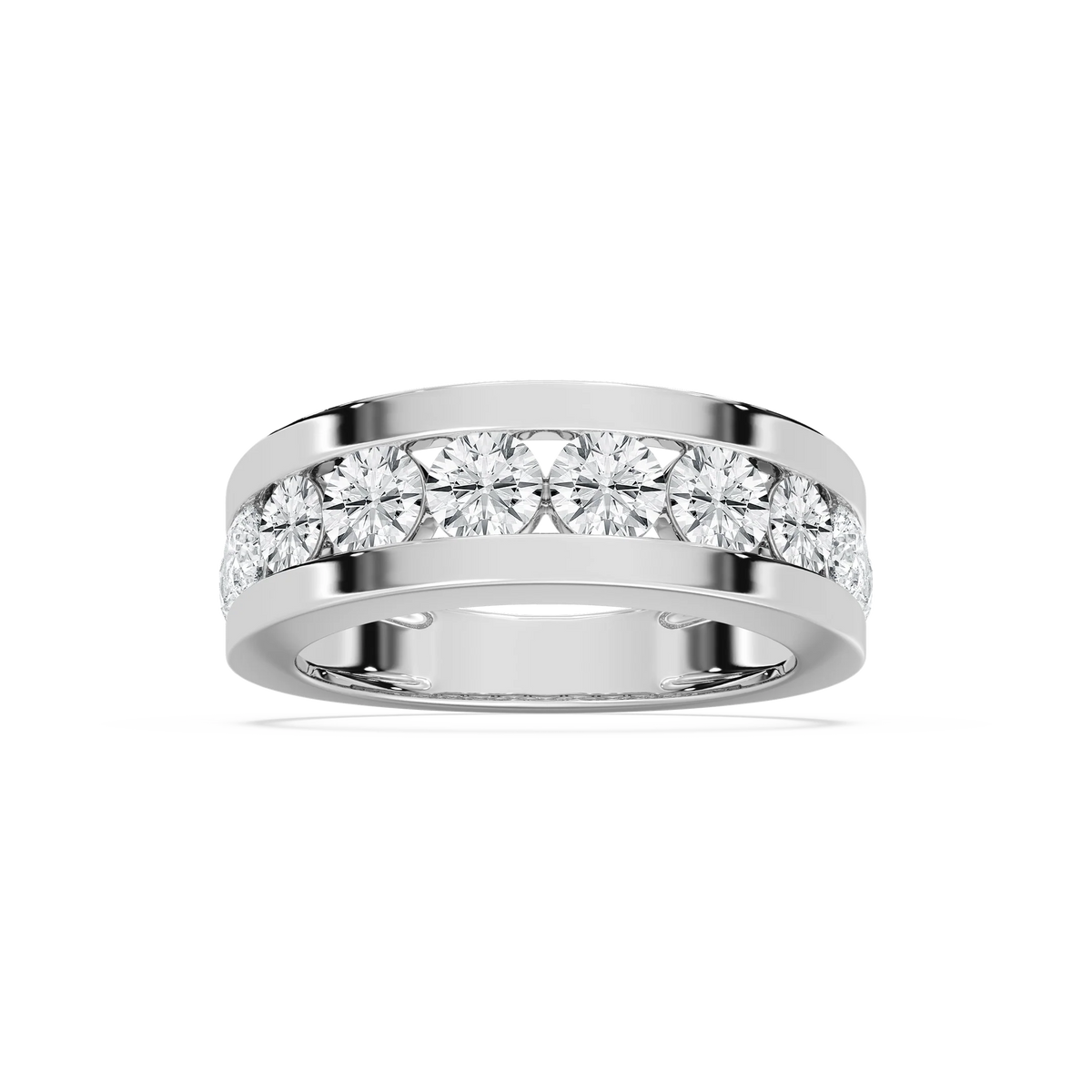 Silas 2 ctw Round LGD 7.50 mm Channel Mens Wedding Band