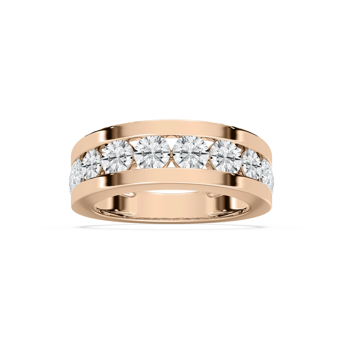Silas 2 ctw Round LGD 7.50 mm Channel Mens Wedding Band