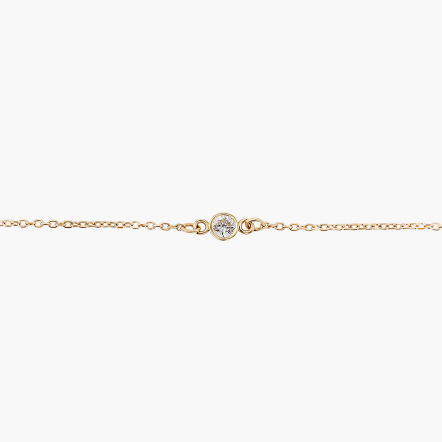 Round LGD Bezel Set Solitaire Chain Bracelet  - 7 Inches