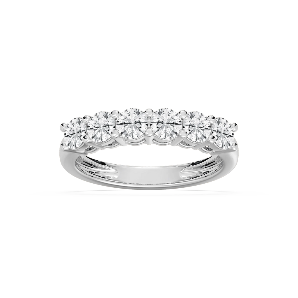 River 1 ⅕ ctw Round LGD Six Stone Shared Prong Anniversary Band - 14K White Gold