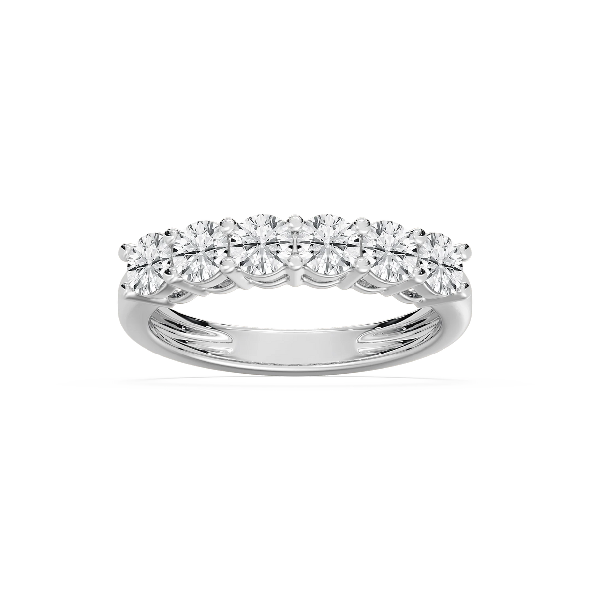 River 1 ⅕ ctw Round LGD Six Stone Shared Prong Anniversary Band - 14K White Gold