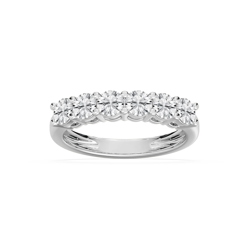 River 1 ⅕ ctw Round LGD Six Stone Shared Prong Anniversary Band - 14K White Gold