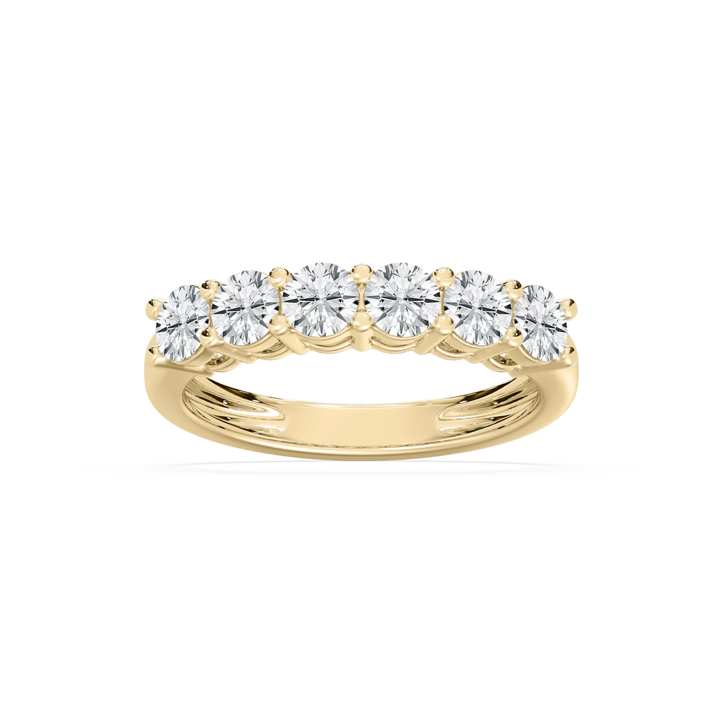 River 1 ⅕ ctw Round LGD Six Stone Shared Prong Anniversary Band - 14K Yellow Gold