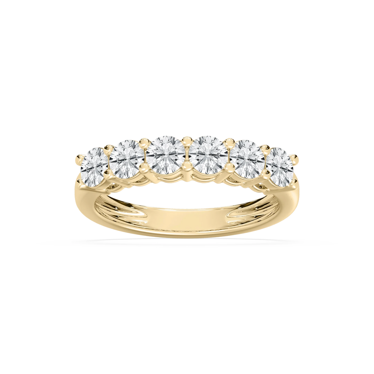 River 1 ⅕ ctw Round LGD Six Stone Shared Prong Anniversary Band - 14K Yellow Gold