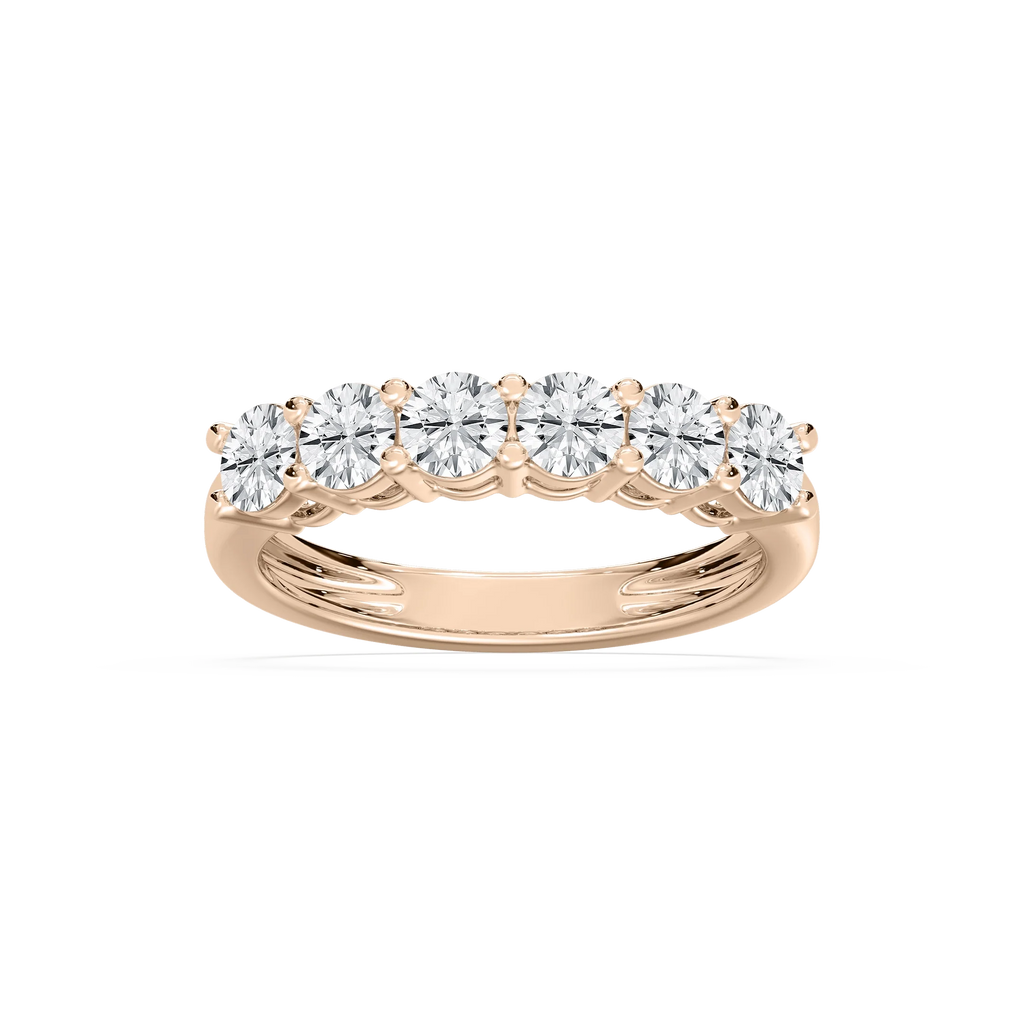 River 1 ⅕ ctw Round LGD Six Stone Shared Prong Anniversary Band - 14K Rose Gold