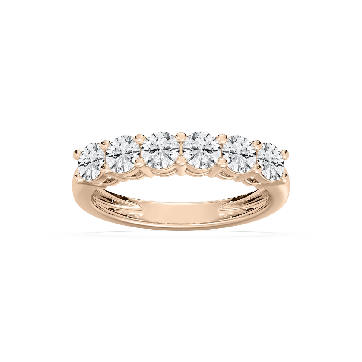 River 1 ⅕ ctw Round LGD Six Stone Shared Prong Anniversary Band - 14K Rose Gold