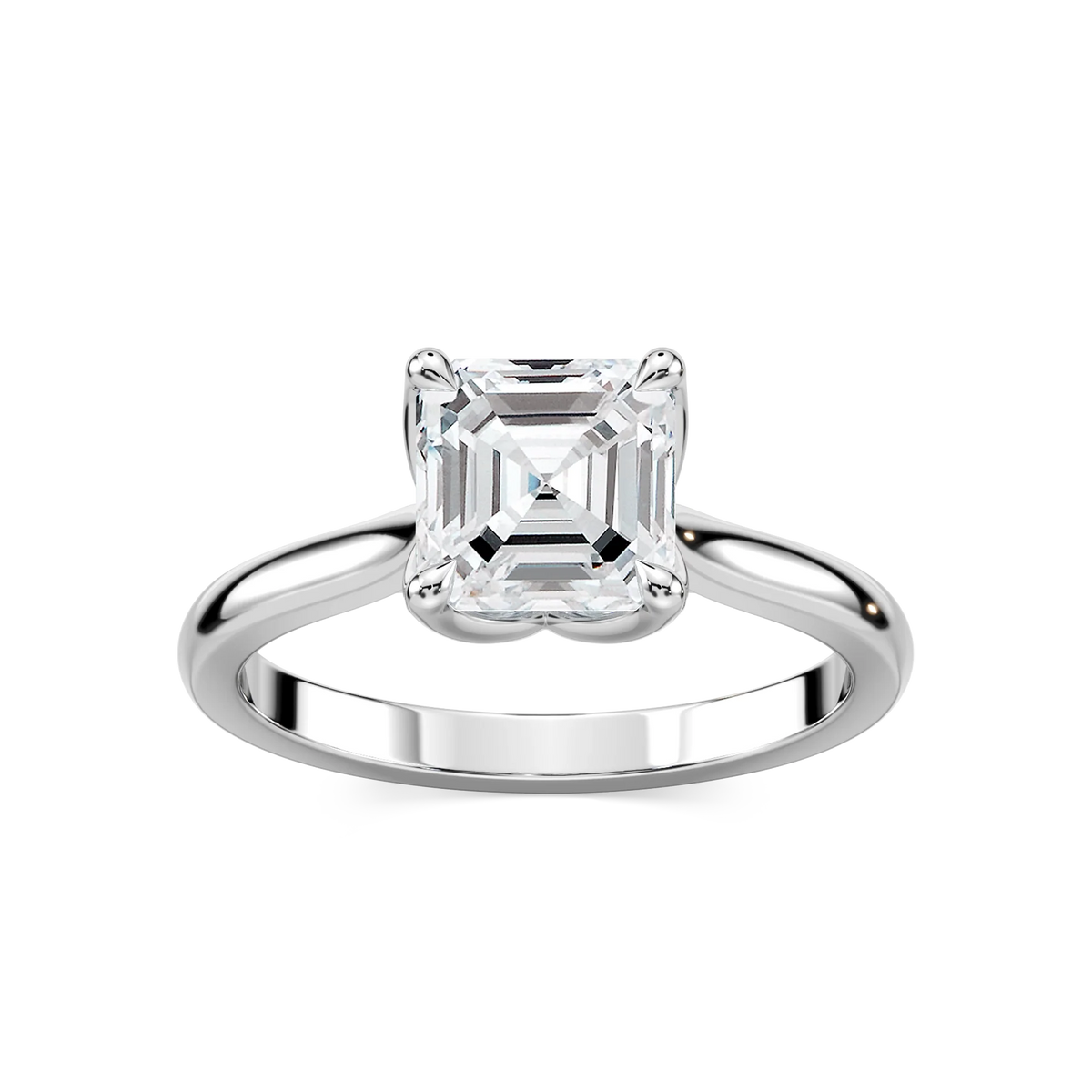 Skye Asscher LGD Cathedral Tulip Solitaire Engagement Ring - 18K White Gold