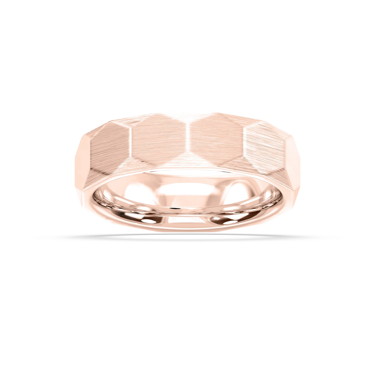 Slate 6.00mm Faceted Plain Metal Band - 14K Rose Gold