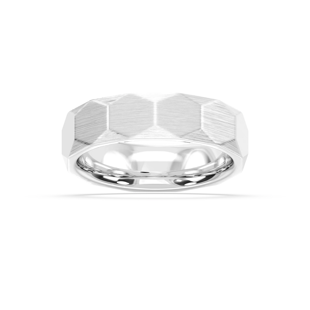Slate 6.00mm Faceted Plain Metal Band - Platinum