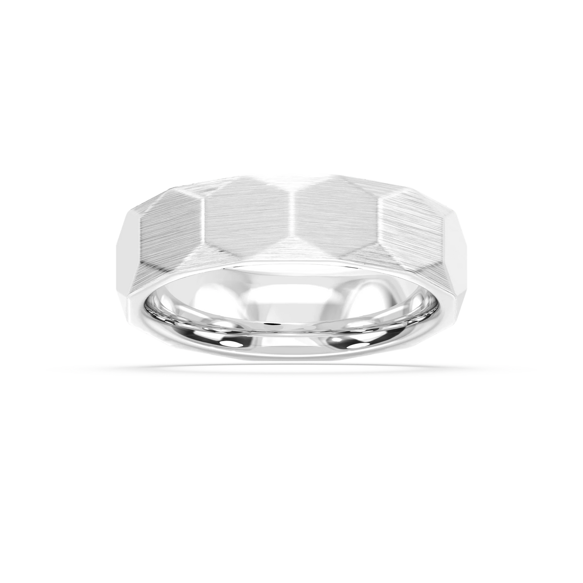 Slate 6.00mm Faceted Plain Metal Band - Platinum