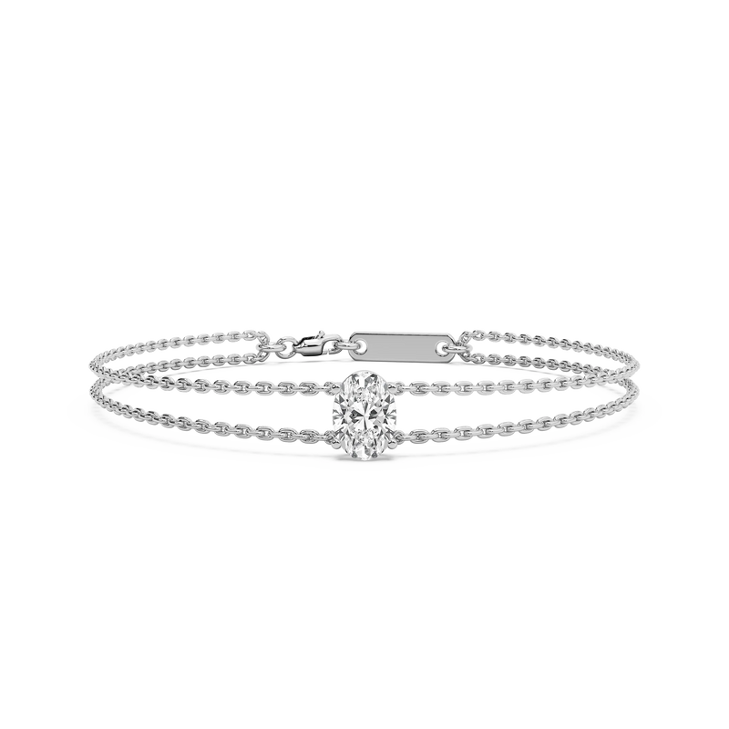1 ctw Oval LGD Solitaire Chain Bracelet  - 7 Inches