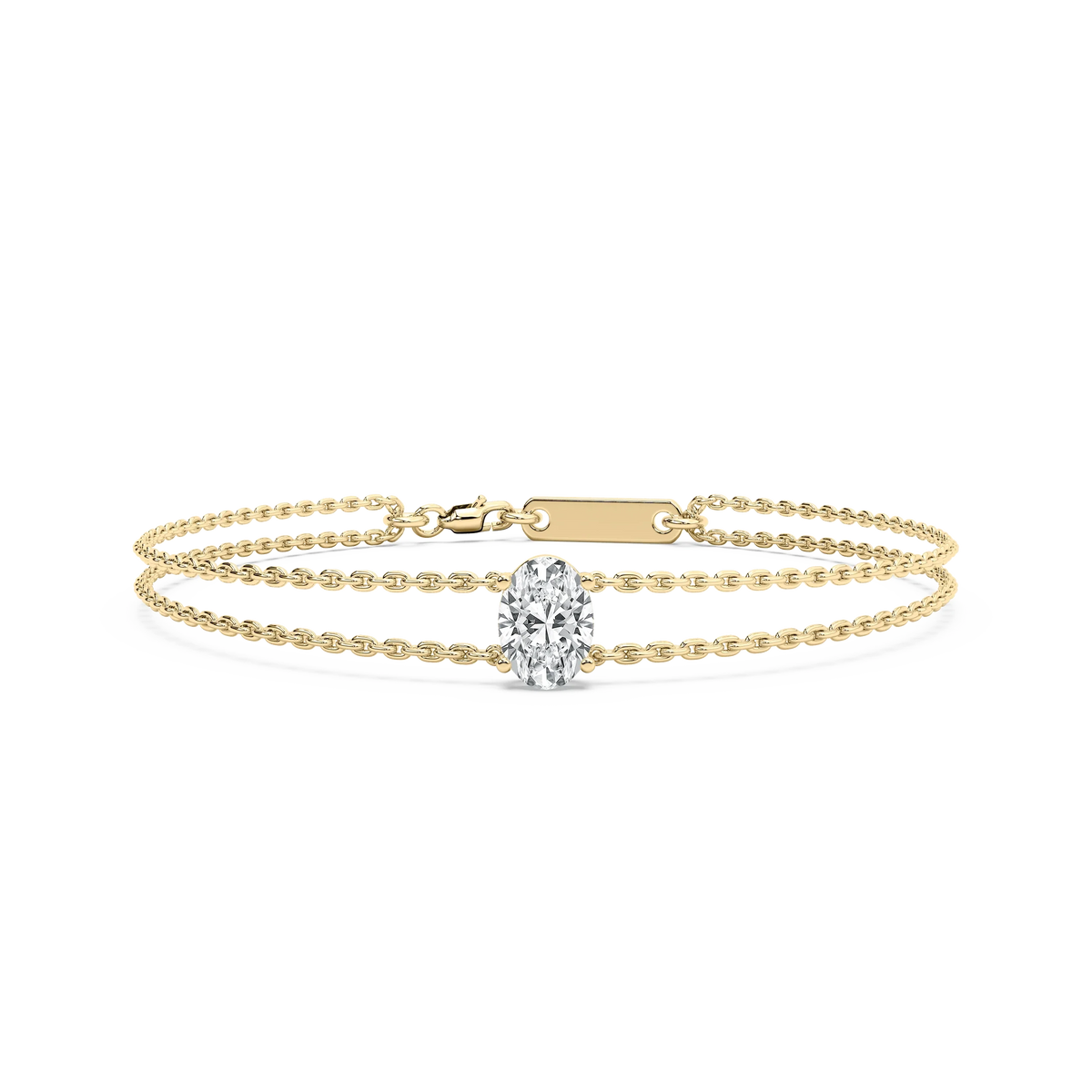 1 ctw Oval LGD Solitaire Chain Bracelet  - 7 Inches