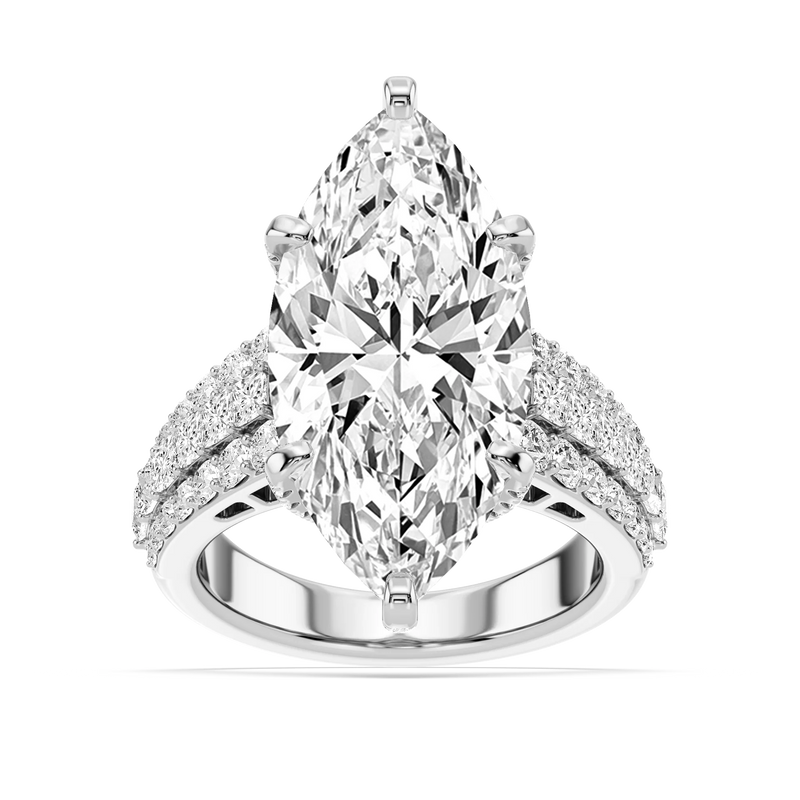 Sophia 11 ¾ ctw Marquise LGD Triple Row Hidden Halo Engagement Ring - Signature Collection - 14K White Gold
