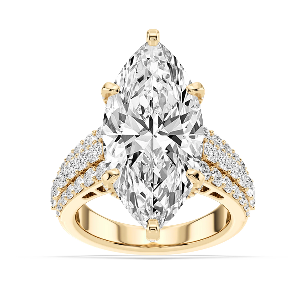 Sophia 11 ¾ ctw Marquise LGD Triple Row Hidden Halo Engagement Ring - Signature Collection - 14K Yellow Gold