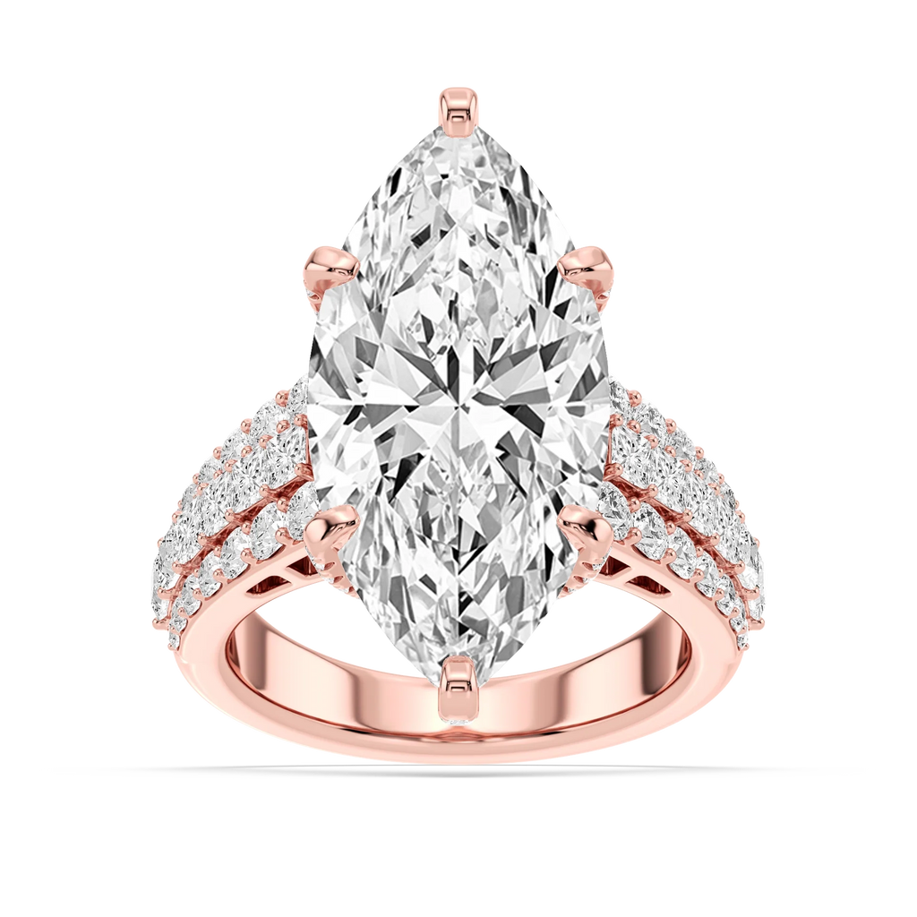 Sophia 11 ¾ ctw Marquise LGD Triple Row Hidden Halo Engagement Ring - Signature Collection - 18K Rose Gold
