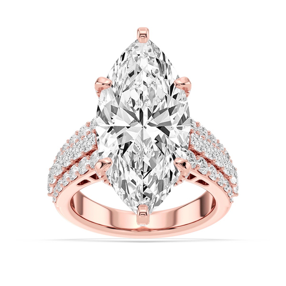 Sophia 11 ¾ ctw Marquise LGD Triple Row Hidden Halo Engagement Ring - Signature Collection - 18K Rose Gold