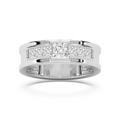 Elijah 1 ⅓ ctw Princess LGD 7.20mm Bezel Mens Wedding Band - 14K White Gold