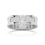 Elijah 1 ⅓ ctw Princess LGD 7.20mm Bezel Mens Wedding Band - 14K White Gold