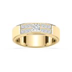 Max 1 ctw Princess LGD 6.80mm Half Bezel Mens Wedding Band - 14K Yellow Gold
