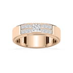 Max 1 ctw Princess LGD 6.80mm Half Bezel Mens Wedding Band - 14K Rose Gold