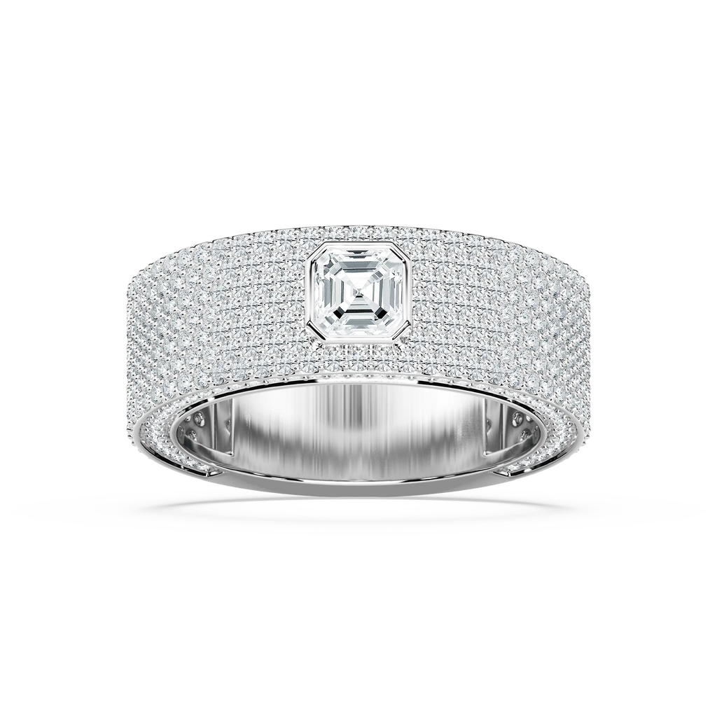 Jonah 3 ⅓ ctw Asscher and Round LGD 8.45mm Bezel Mens Wedding Band