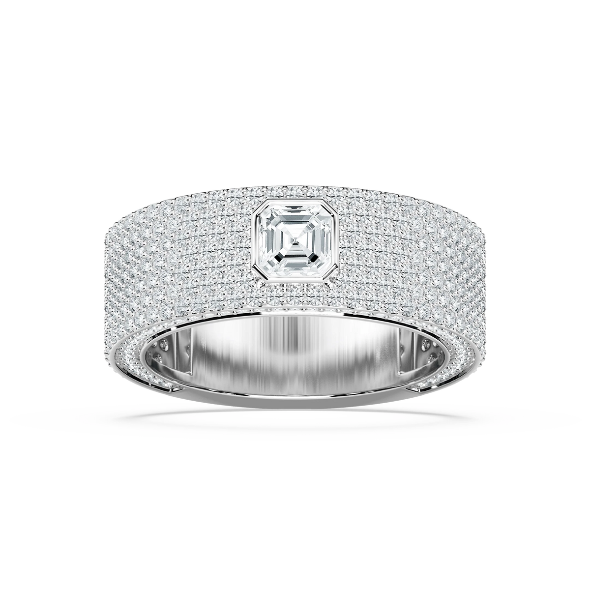 Jonah 3 ⅓ ctw Asscher and Round LGD 8.45mm Bezel Mens Wedding Band