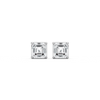 Asscher LGD Four Prong Stud Earrings - 14K White Gold / 1 ctw