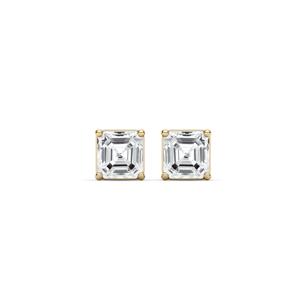Asscher LGD Four Prong Stud Earrings - 14K Yellow Gold / ½ ctw
